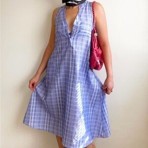 Misslook Womens Size Medium Country Glam Plaid A-Line Pocket Midi Dress